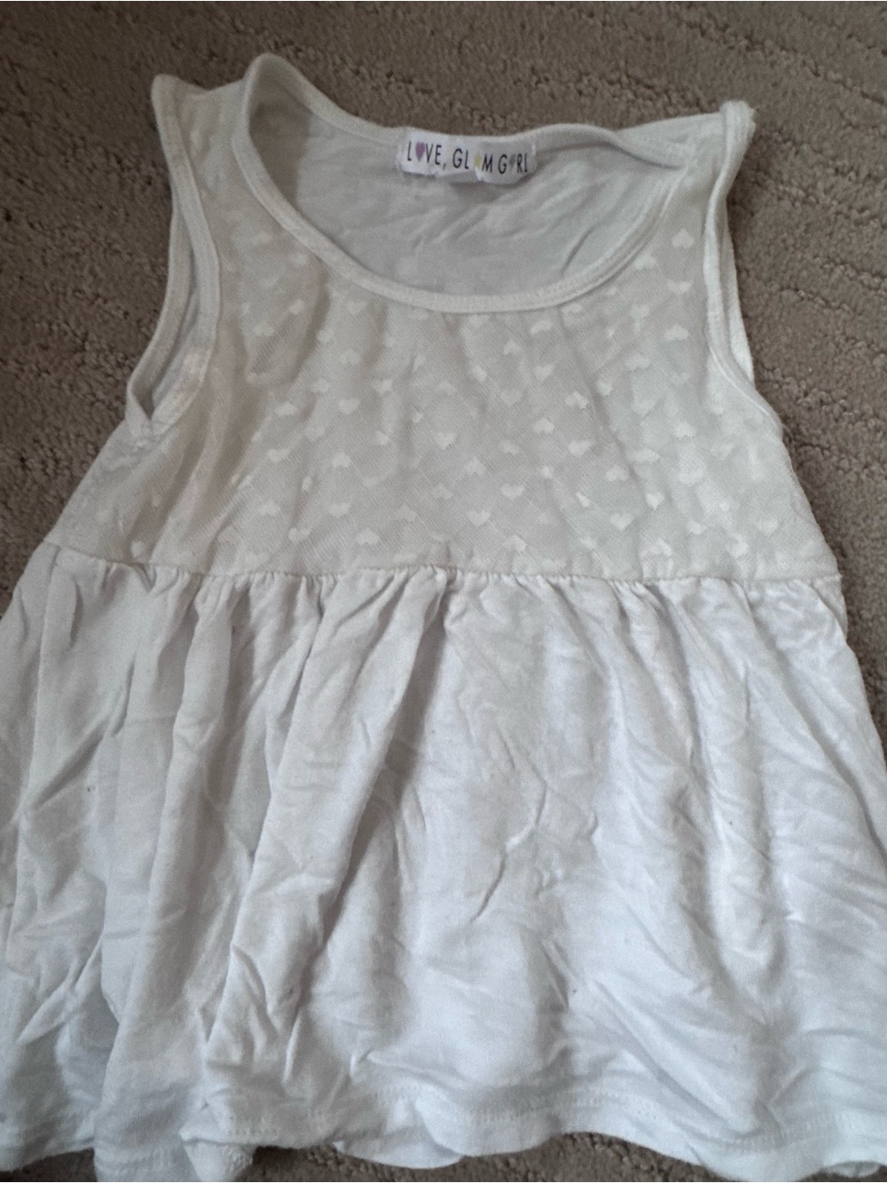 Love, Glam Girl White Sleeveless Peplum Top for Kids